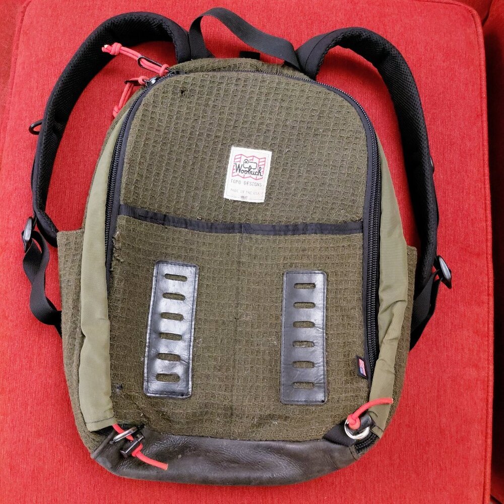 RARE Limited Edition Topo Designs x Woolrich Backpack Laptop Olive Green